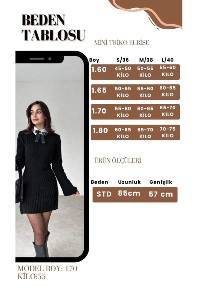 Kadın Mini Fitilli Kışlık Triko Elbise