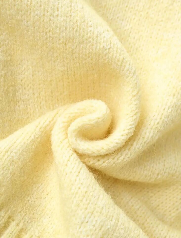 Limon Sarı Bisiklet Yaka Oversize Triko Kazak