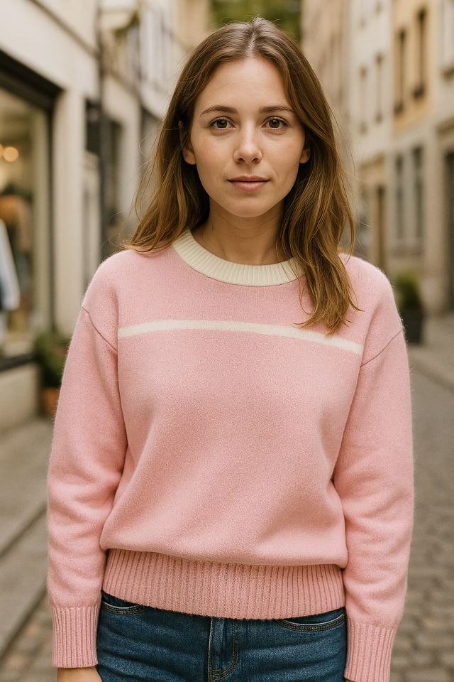 Şeker Pembe Trend Bisiklet Yaka Oversize Triko Kazak