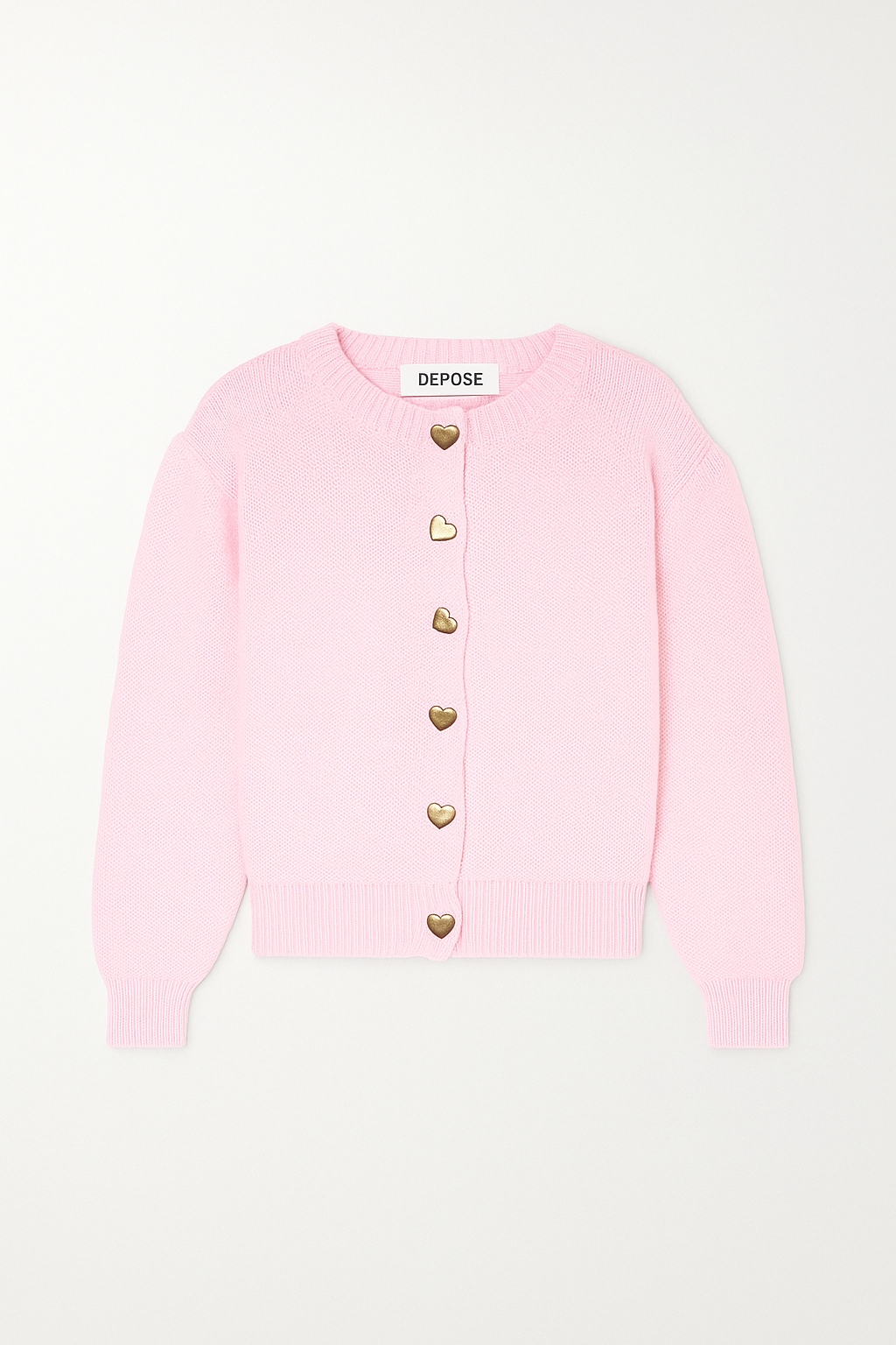 Kalp Düğme Detaylı Şeker Pembe Triko Hırka